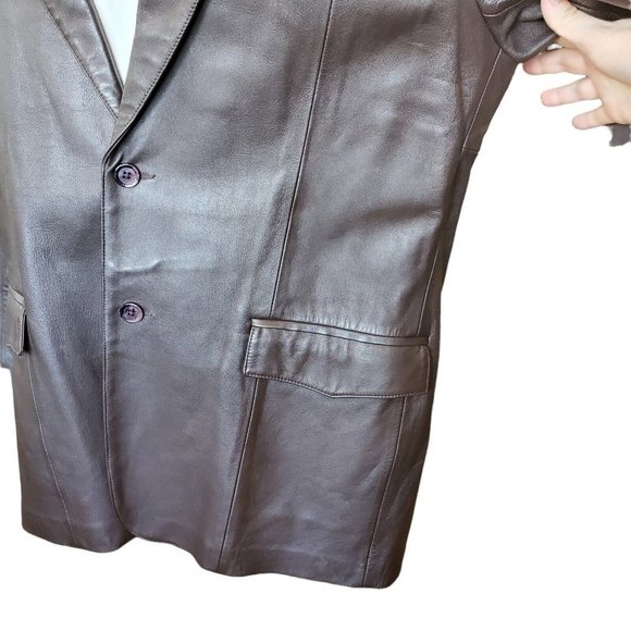 Mens 46L Western Brown Leather Jacket Sport Coat Cowboy‎ Vented - Picture 4 of 16